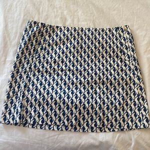 J. Crew Navy and White Seahorse Skirt